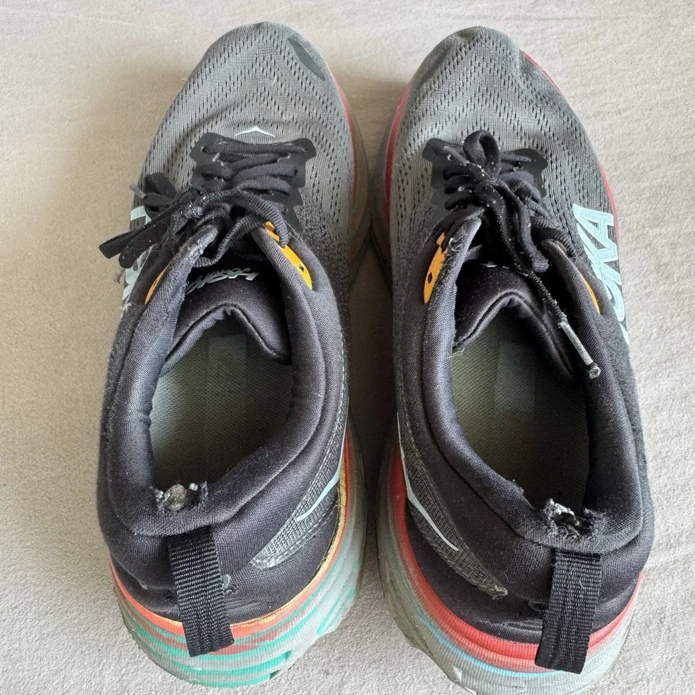 Size 10D - Hoka One One HOKA Bondi 8 Anthracite Blue Red 1123202 ACTL